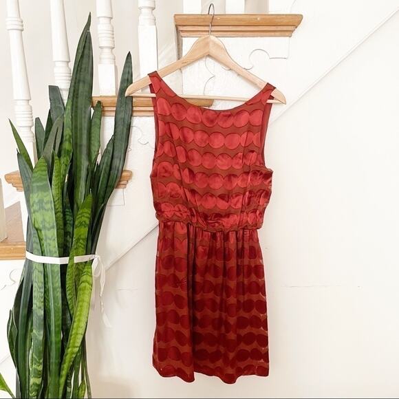 Alice + Olivia circles brick/rust orange mini dress Small